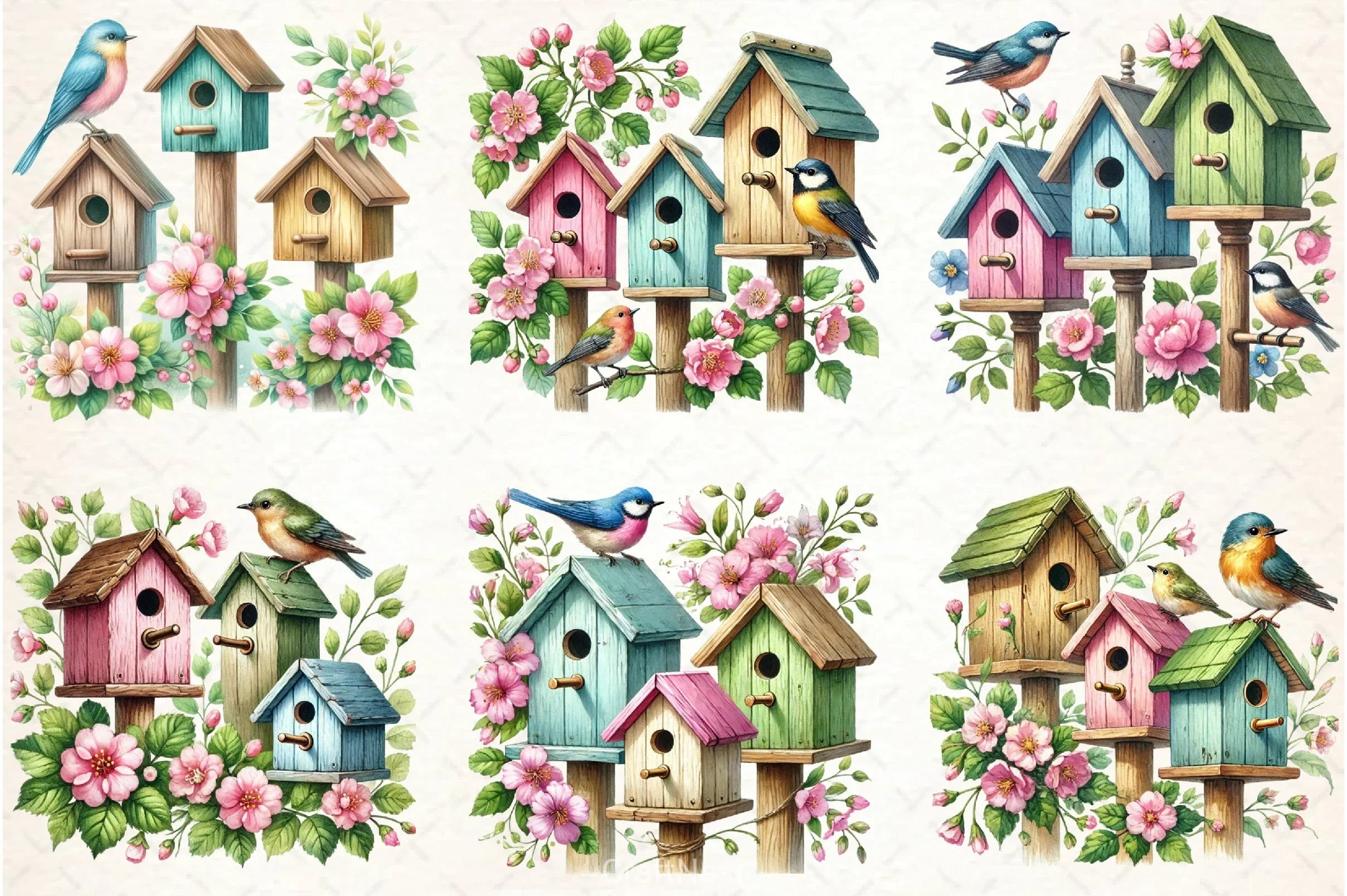 Spring Birdhouse Clipart Bundle - CraftNest - Digital Crafting and Art