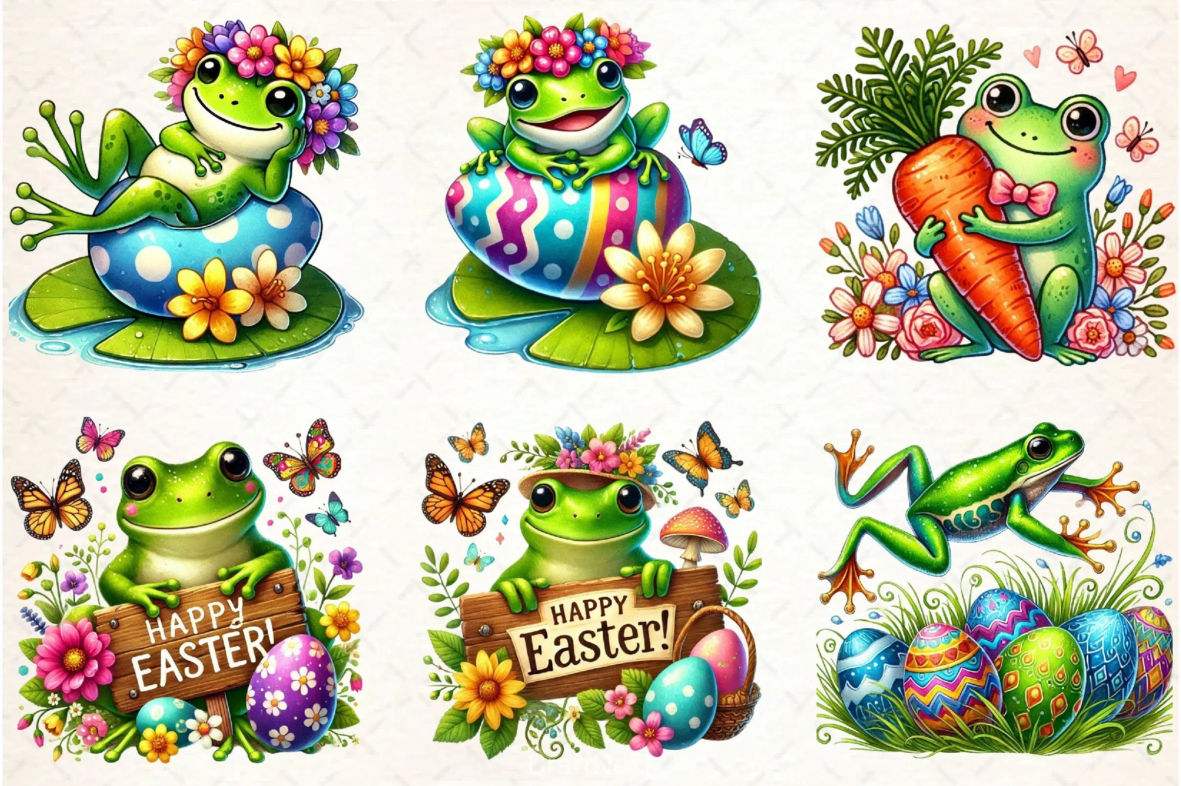 Cute Easter Frog Clipart Bundle - CraftNest - Digital Crafting and Art
