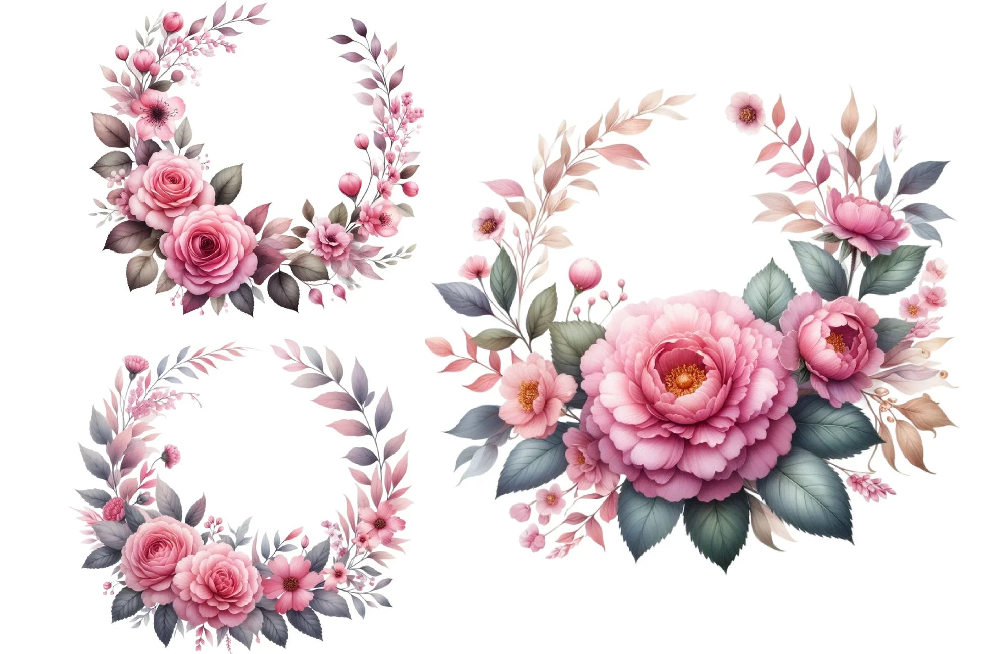Rose Wreath Clipart Bundle - CraftNest - Digital Crafting and Art