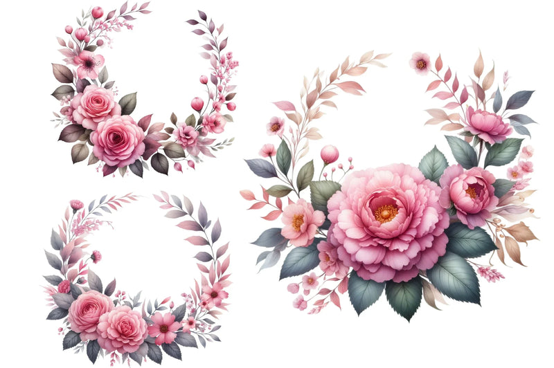 Rose Wreath Clipart Bundle - CraftNest - Digital Crafting and Art