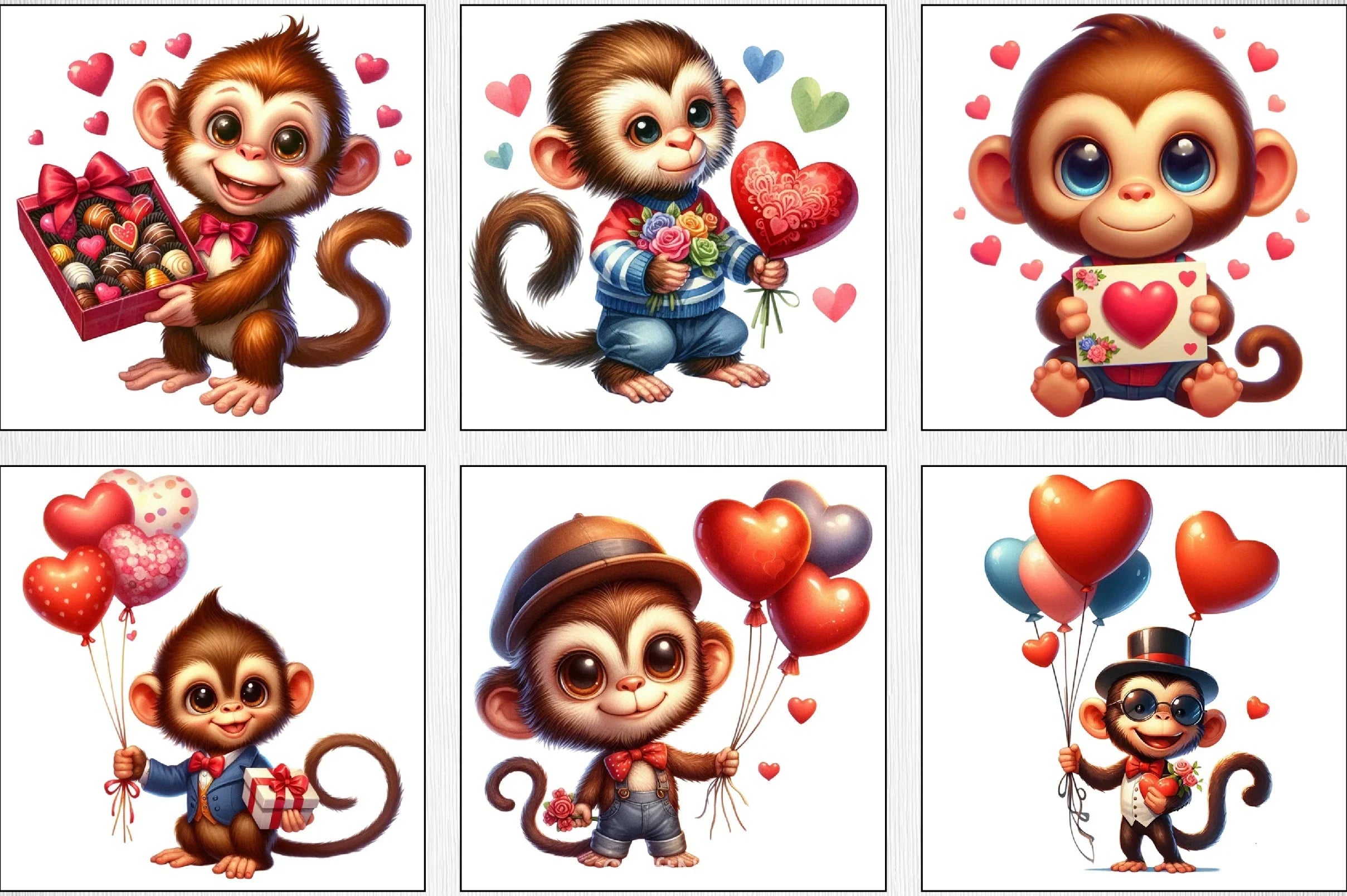 Valentine Monkey Clipart Bundle - CraftNest - Digital Crafting and Art