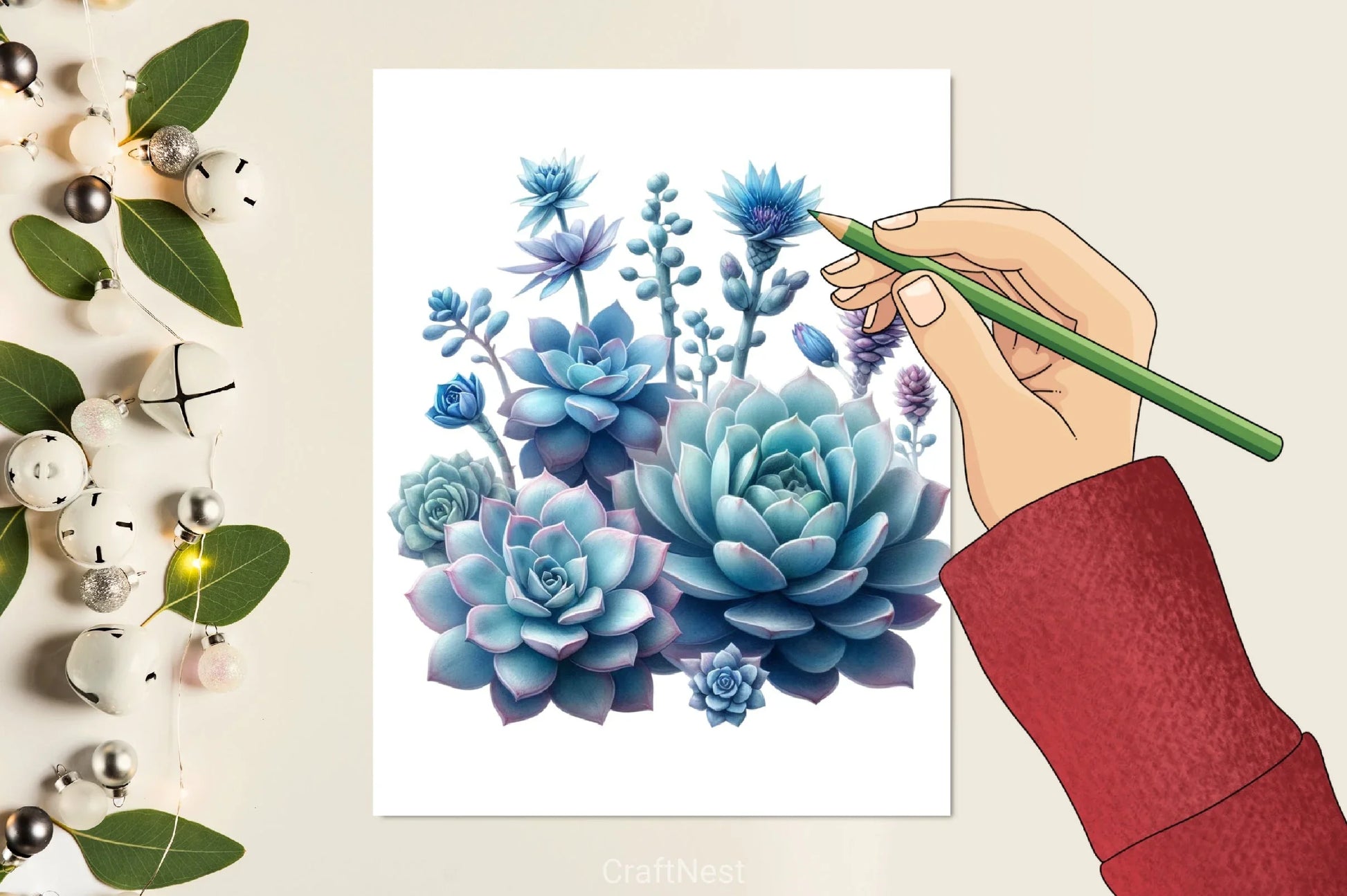 Blue Succulents Clipart Bundle - CraftNest - Digital Crafting and Art