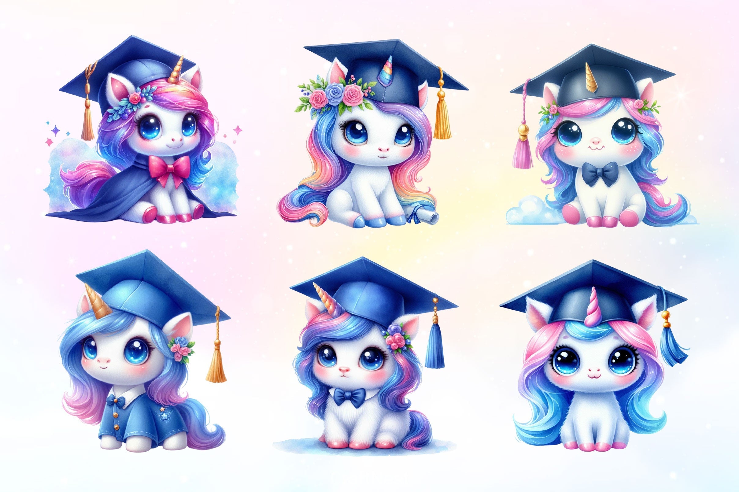 Graduation Unicorn Clipart Bundle 2
