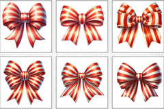Christmas Candy Cane Bows Clipart Bundle - CraftNest - Digital Crafting and Art