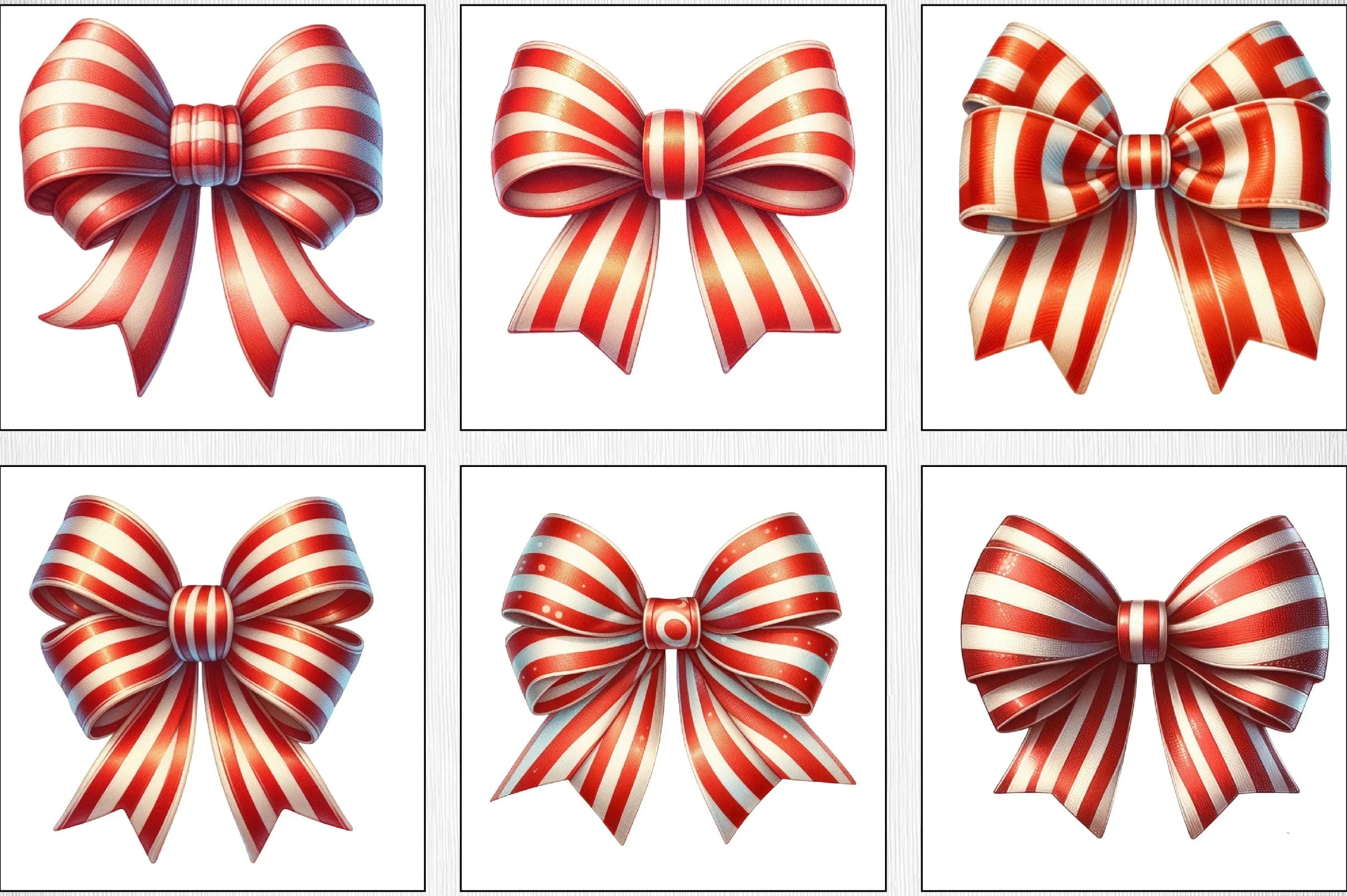 Christmas Candy Cane Bows Clipart Bundle - CraftNest - Digital Crafting and Art