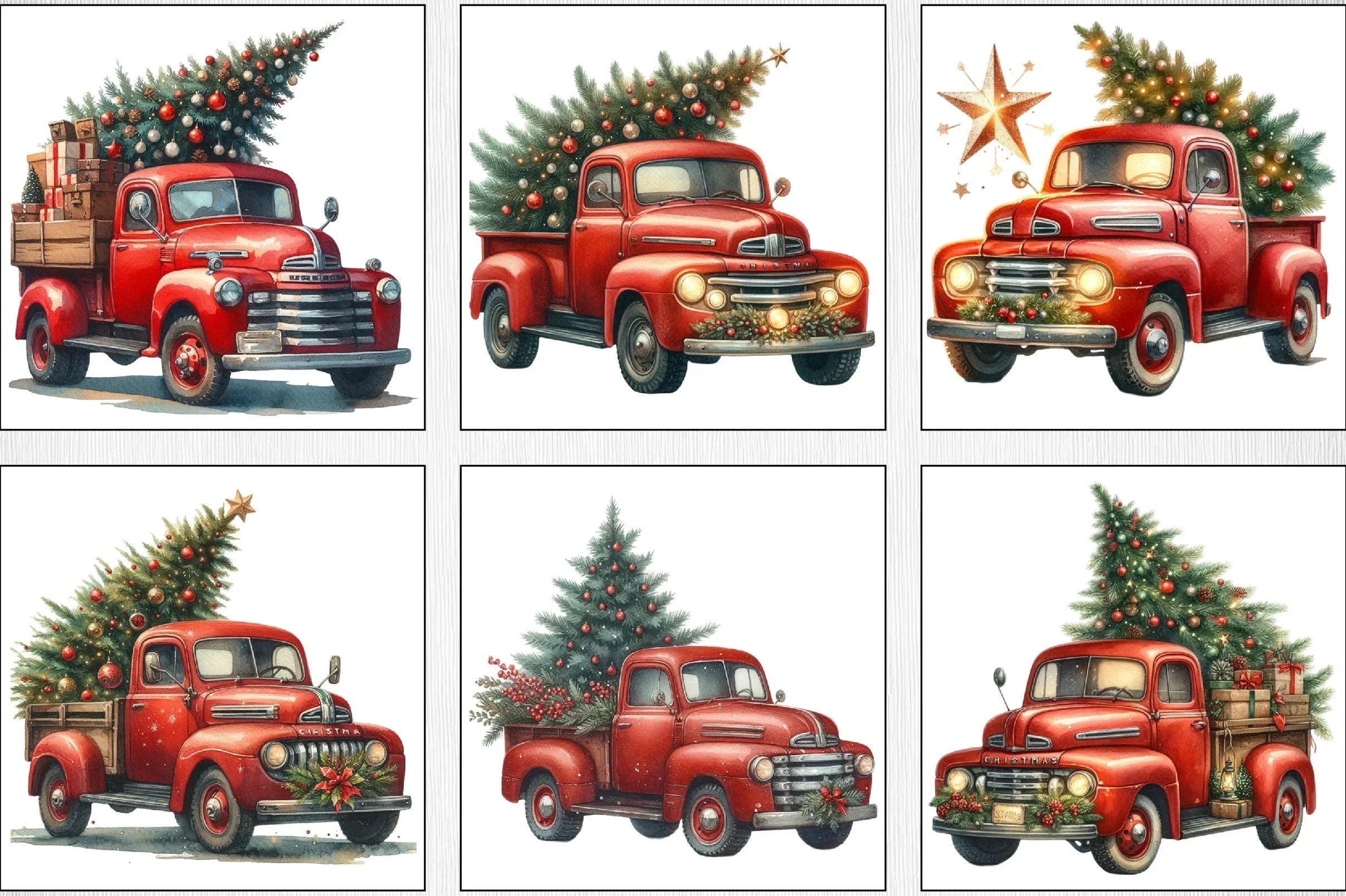 Christmas Red Truck Clipart Bundle - CraftNest - Digital Crafting and Art