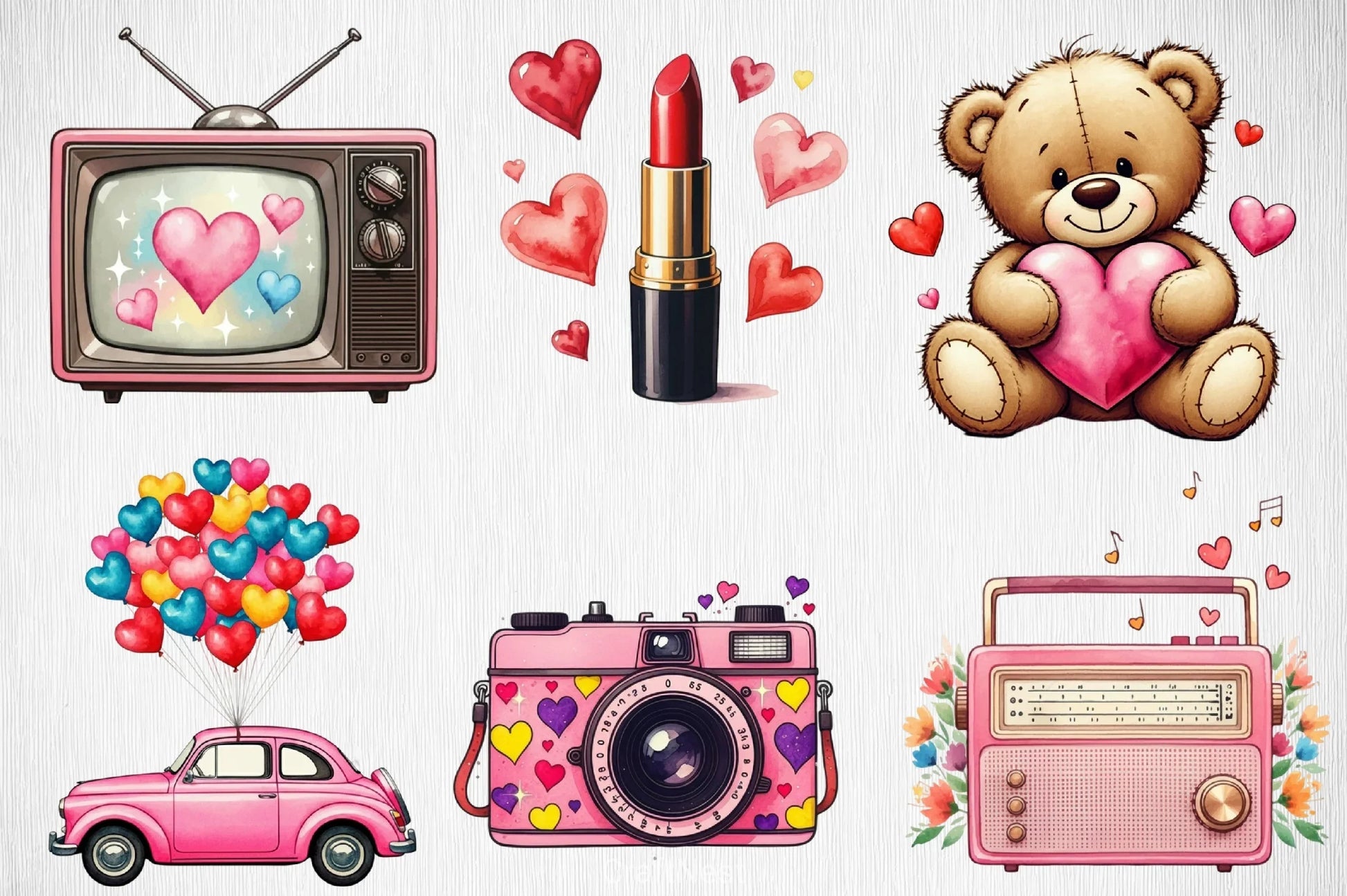 Retro Valentine Clipart Bundle 2 - CraftNest - Digital Crafting and Art