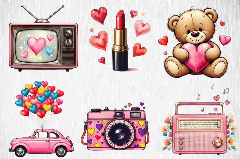 Retro Valentine Clipart Bundle 2 - CraftNest - Digital Crafting and Art