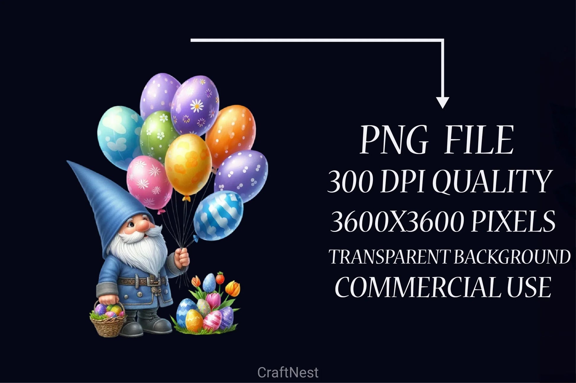 Gnome Balloons Clipart Bundle - CraftNest - Digital Crafting and Art