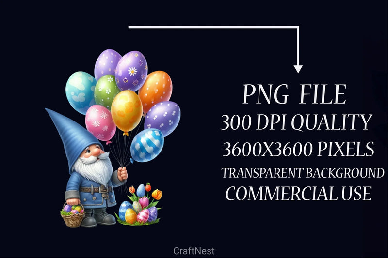 Gnome Balloons Clipart Bundle - CraftNest - Digital Crafting and Art