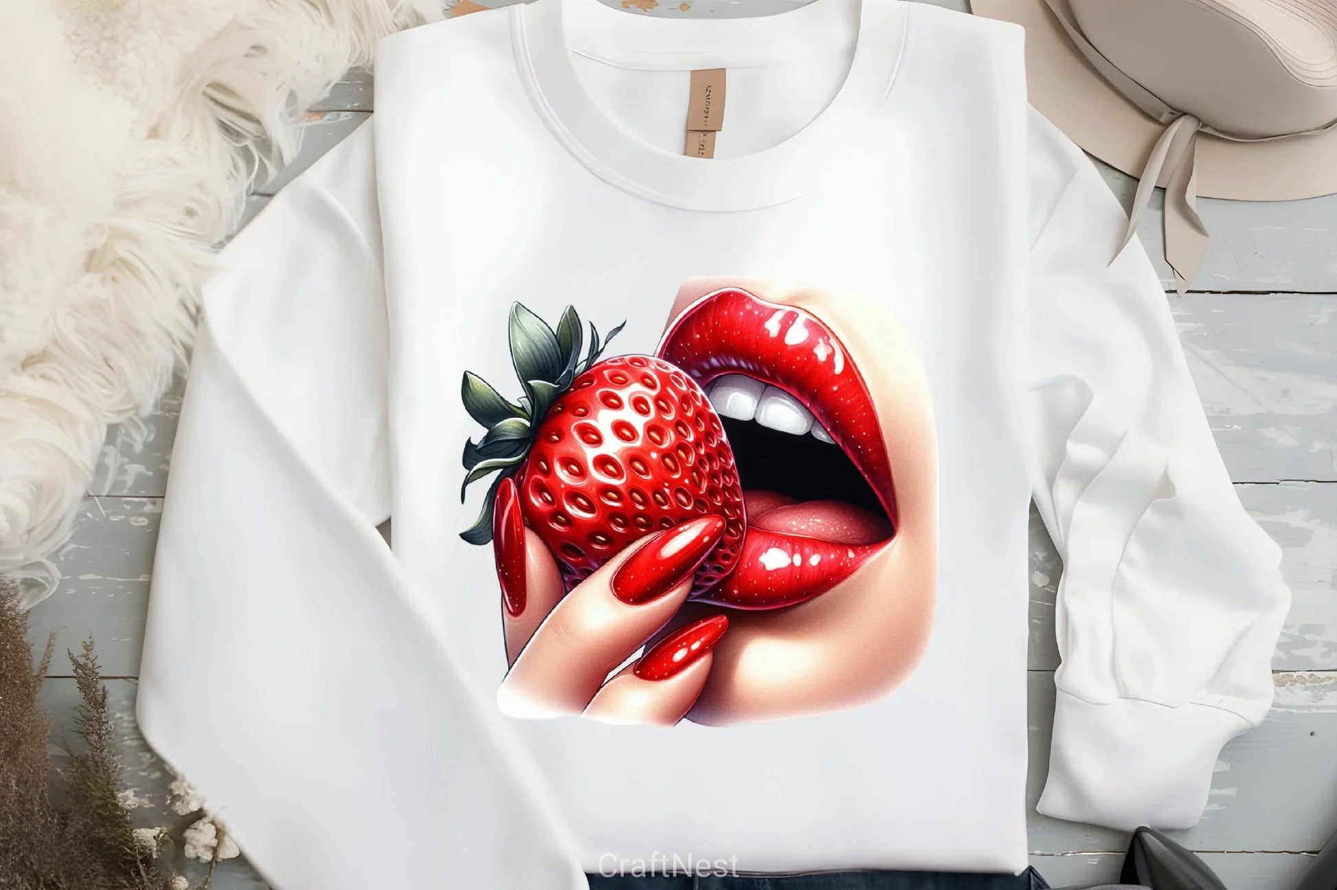 Glossy Red Lips & Strawberry Clipart Bundle 5 - CraftNest - Digital Crafting and Art