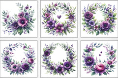 Purple Floral Wreath Clipart Bundle - CraftNest - Digital Crafting and Art