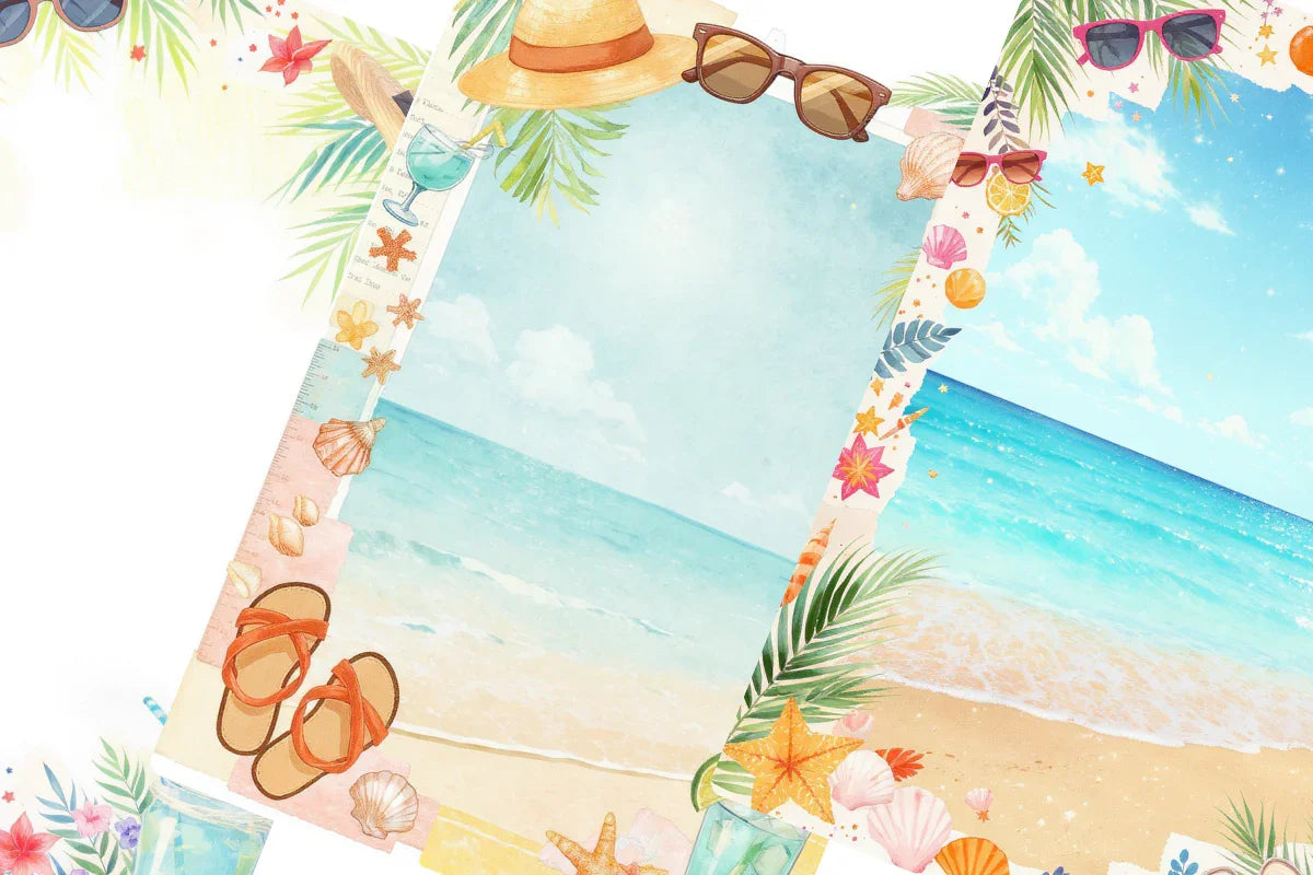 Summer Travel Junk Journal Papers - CraftNest - Digital Crafting and Art