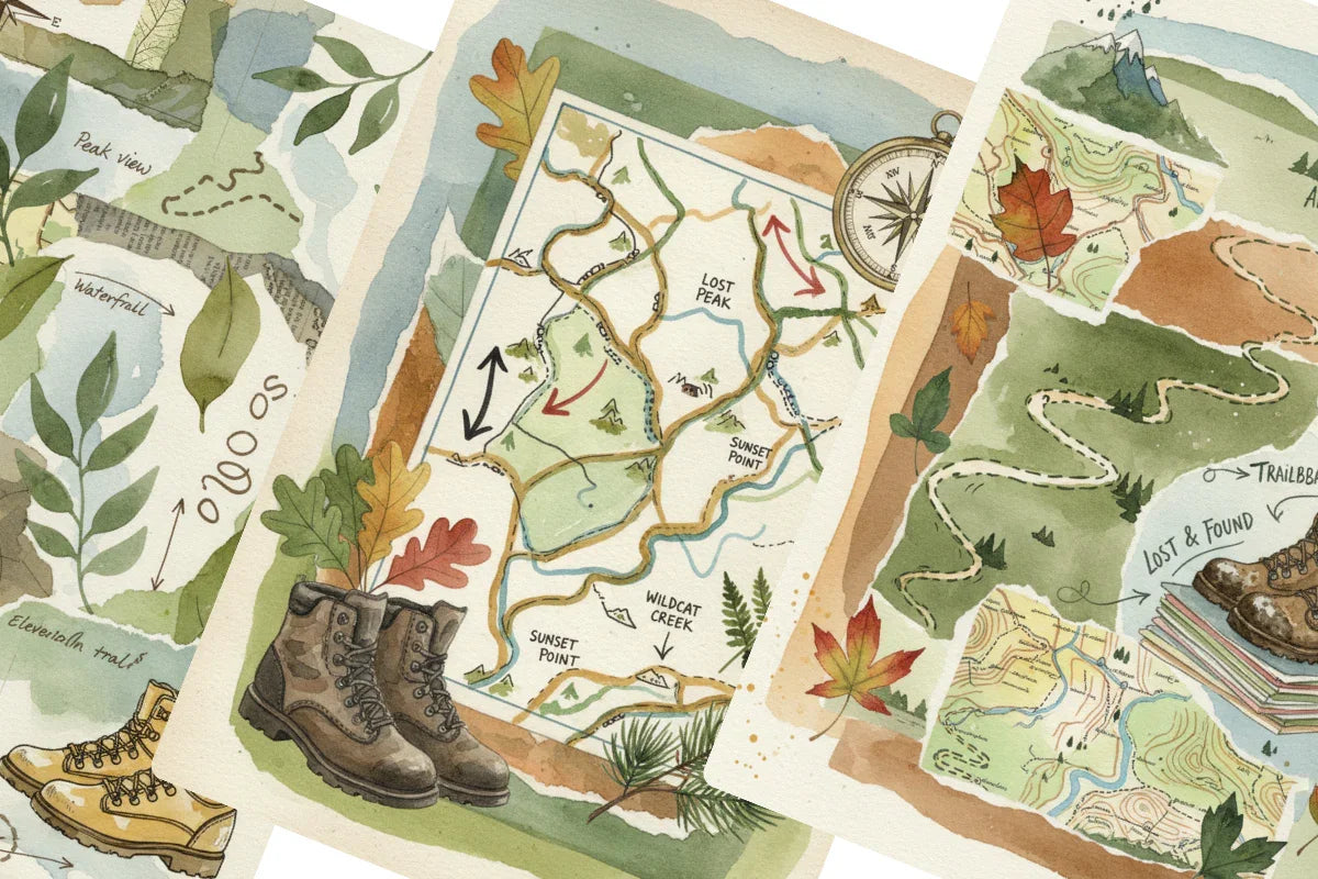 Hiking Trails Junk Journal Papers - CraftNest - Digital Crafting and Art