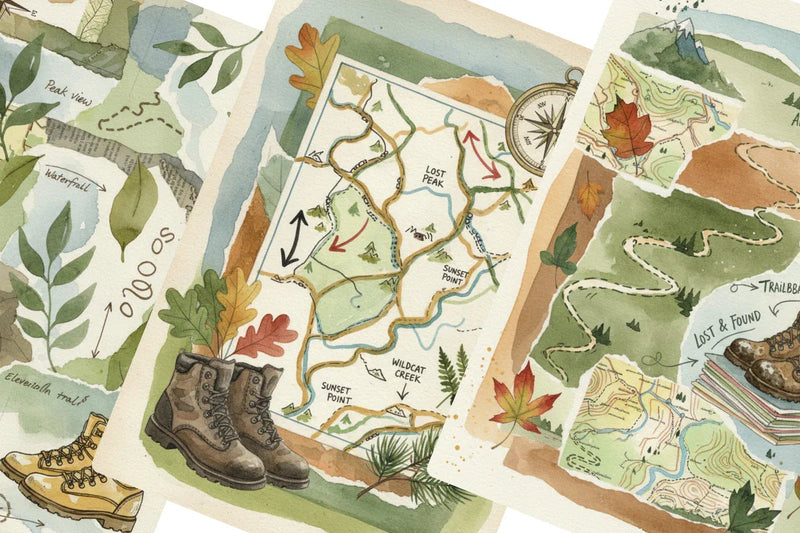 Hiking Trails Junk Journal Papers - CraftNest - Digital Crafting and Art
