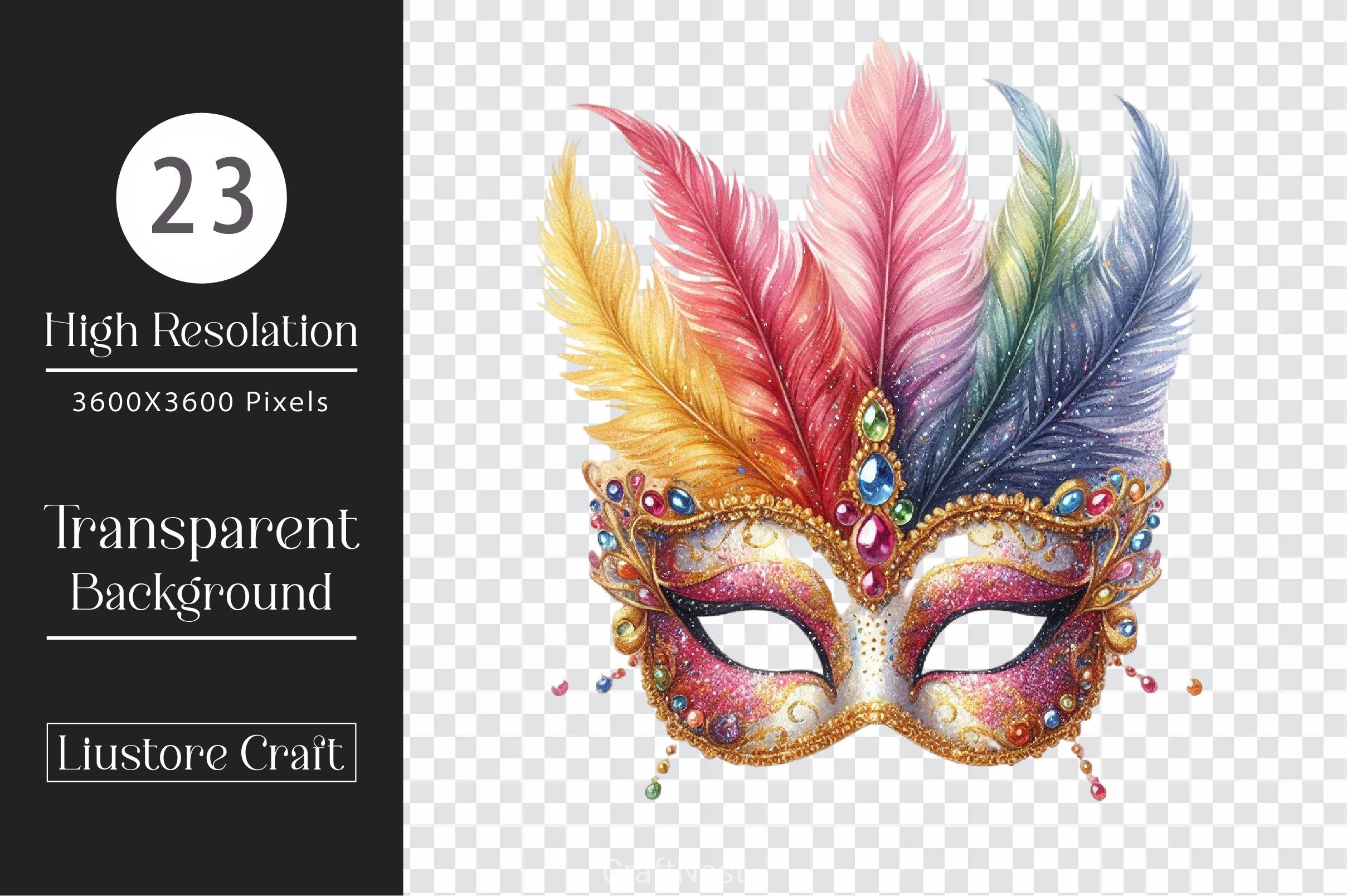 Colorful Carnival Mask Clipart Bundle
