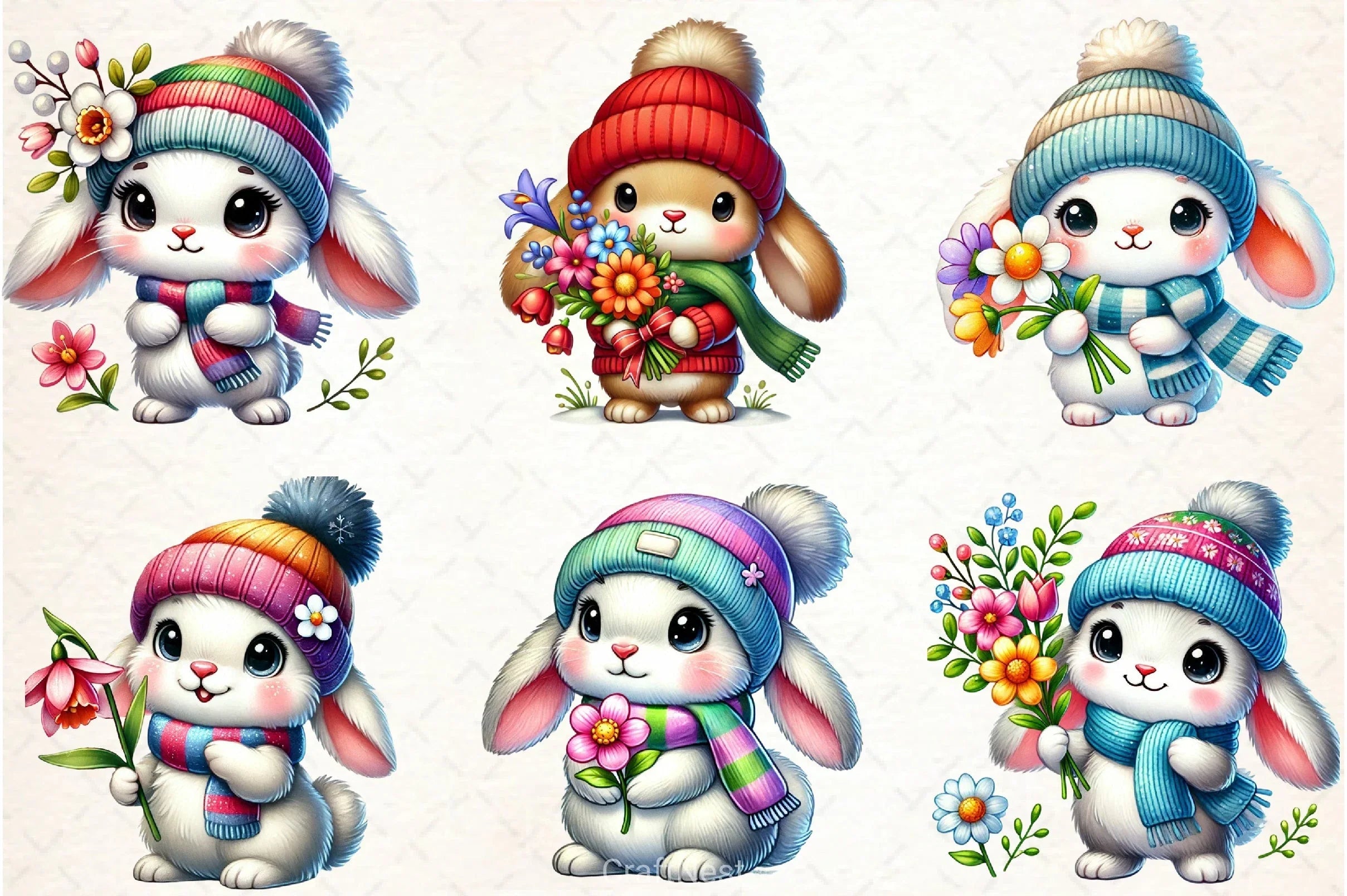 Spring Bunny Clipart Bundle - CraftNest - Digital Crafting and Art