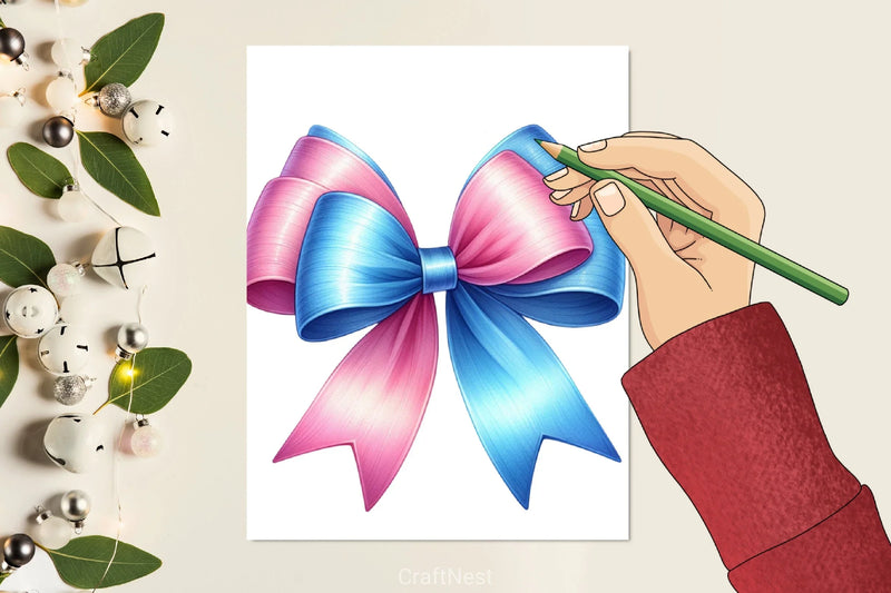 Pink & Blue Bow Clipart Bundle - CraftNest - Digital Crafting and Art