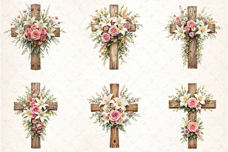Floral Cross Clipart Bundle 2 - CraftNest - Digital Crafting and Art