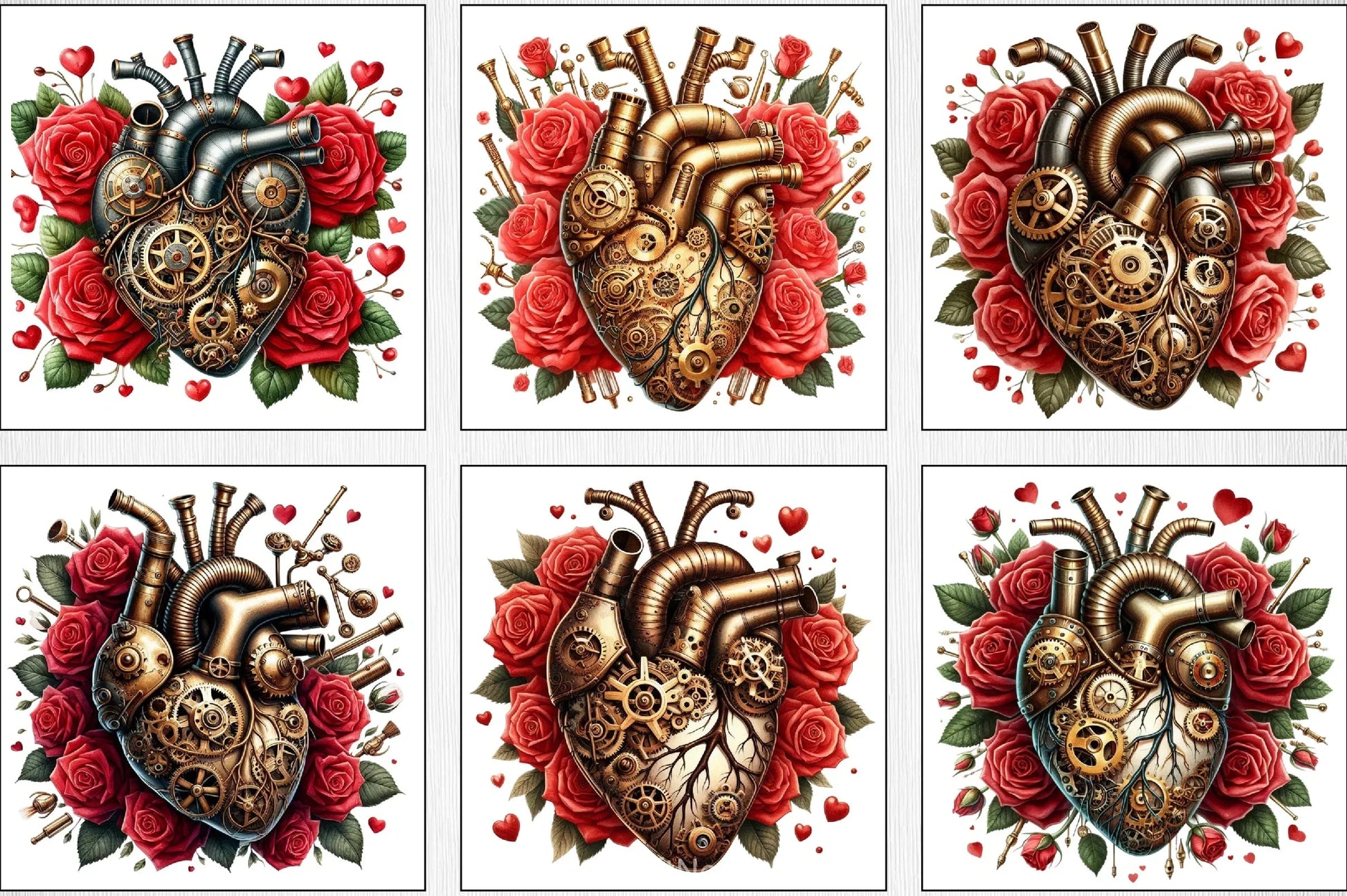 Valentine Steampunk Heart Clipart Bundle - CraftNest - Digital Crafting and Art