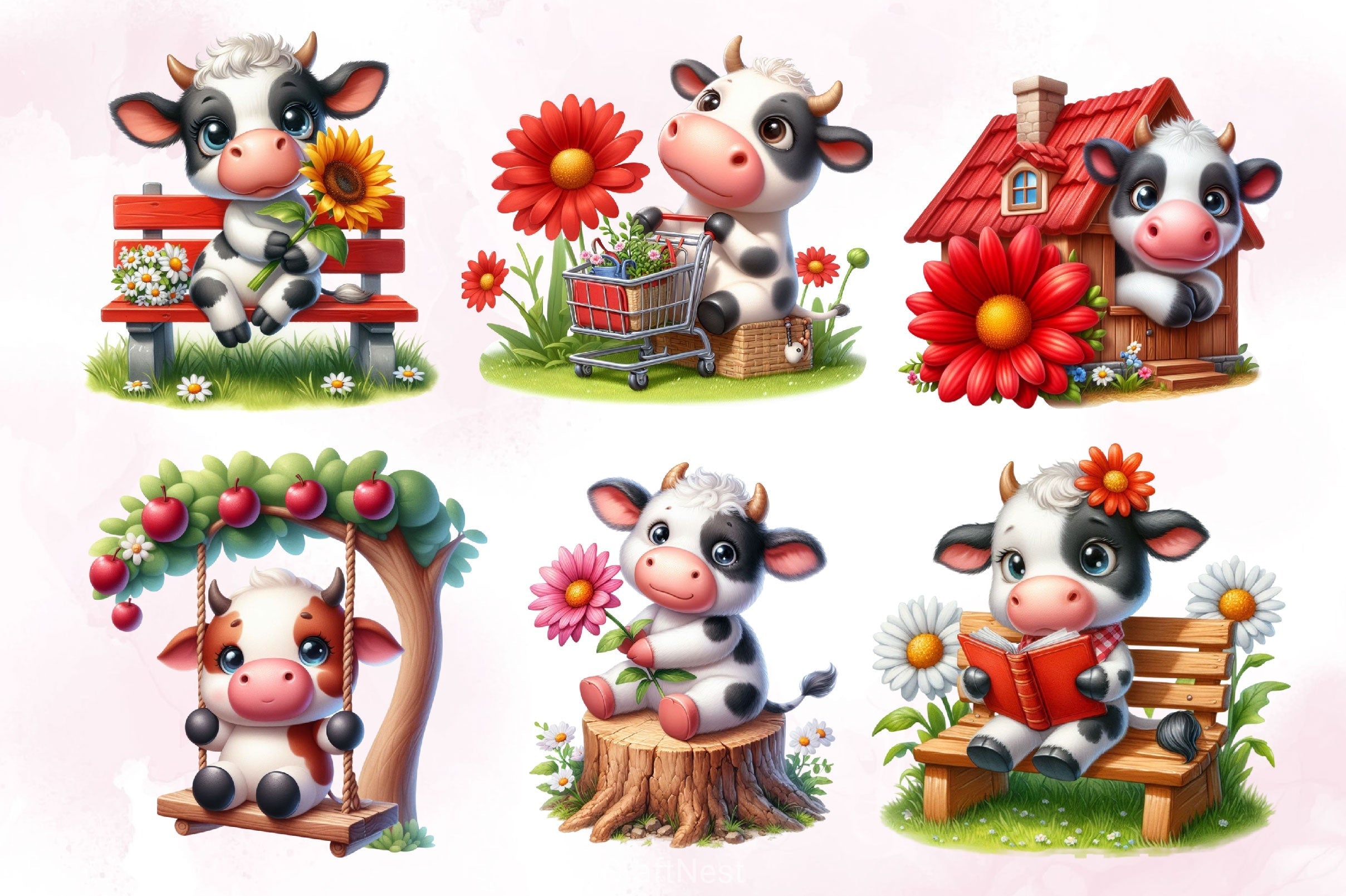 Cute Cow Clipart Bundle 3