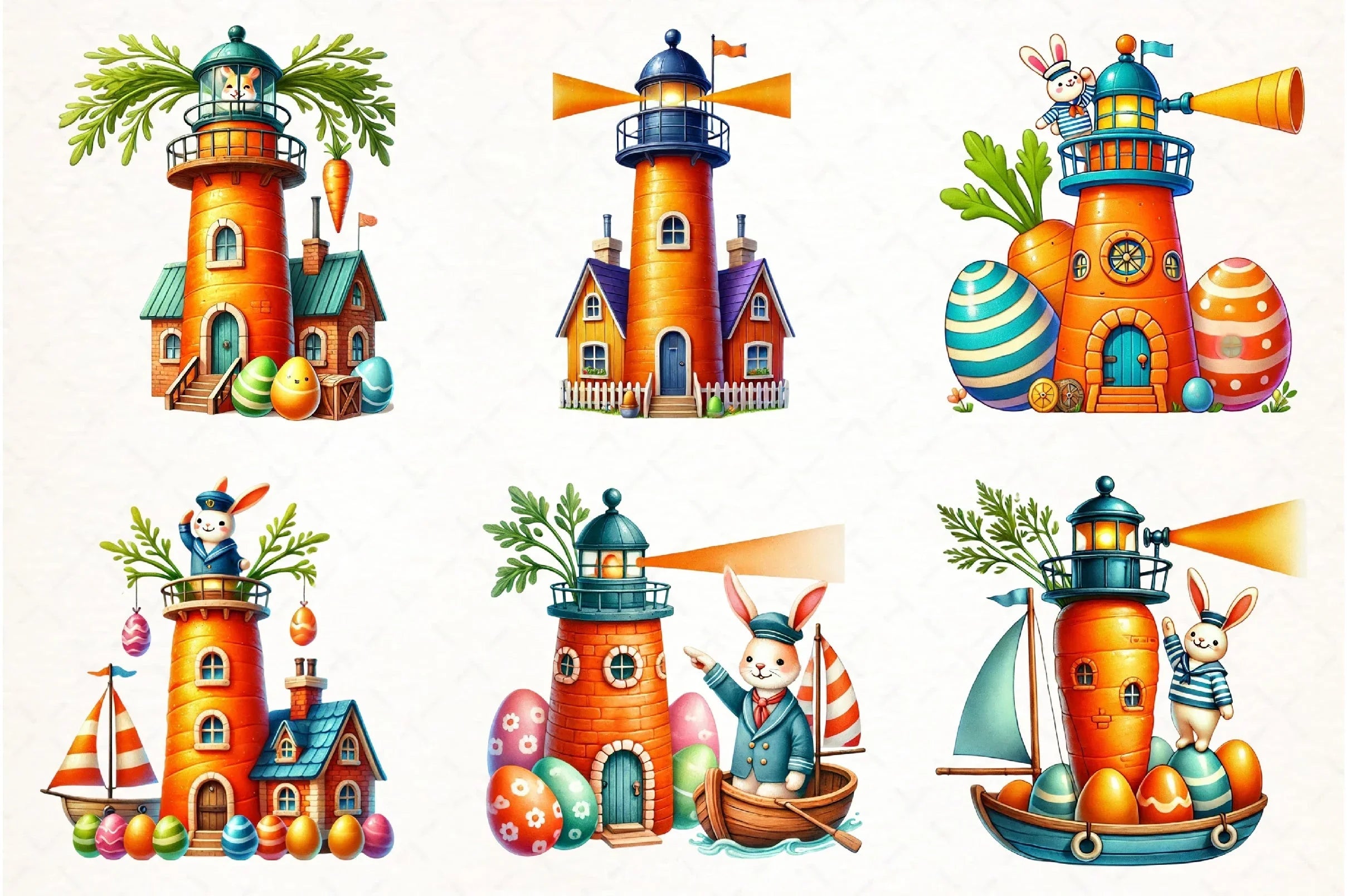 Easter Carrot Lighthouse Clipart Bundle - CraftNest - Digital Crafting and Art