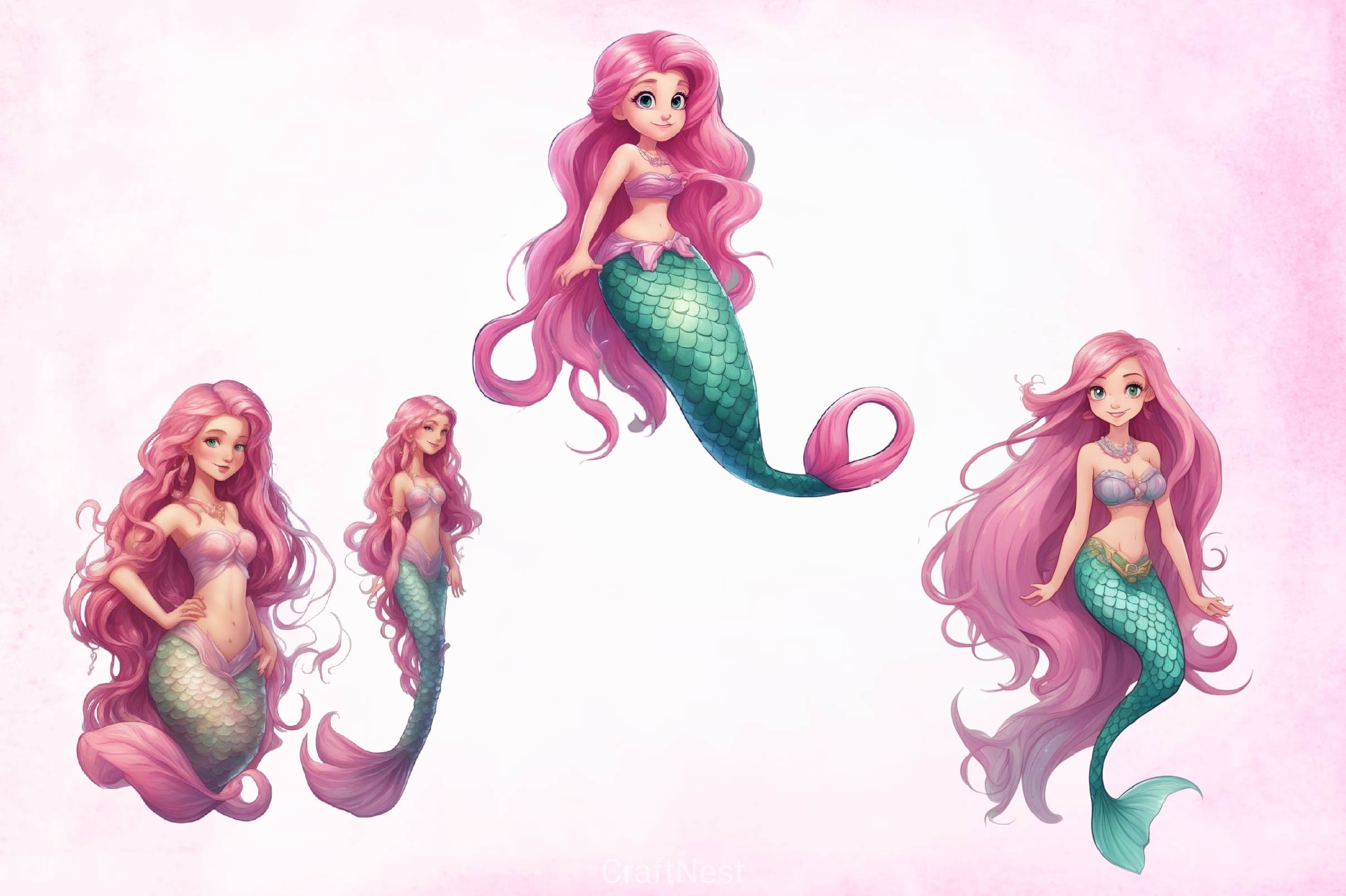 Cute Mermaid Clipart Bundle 4