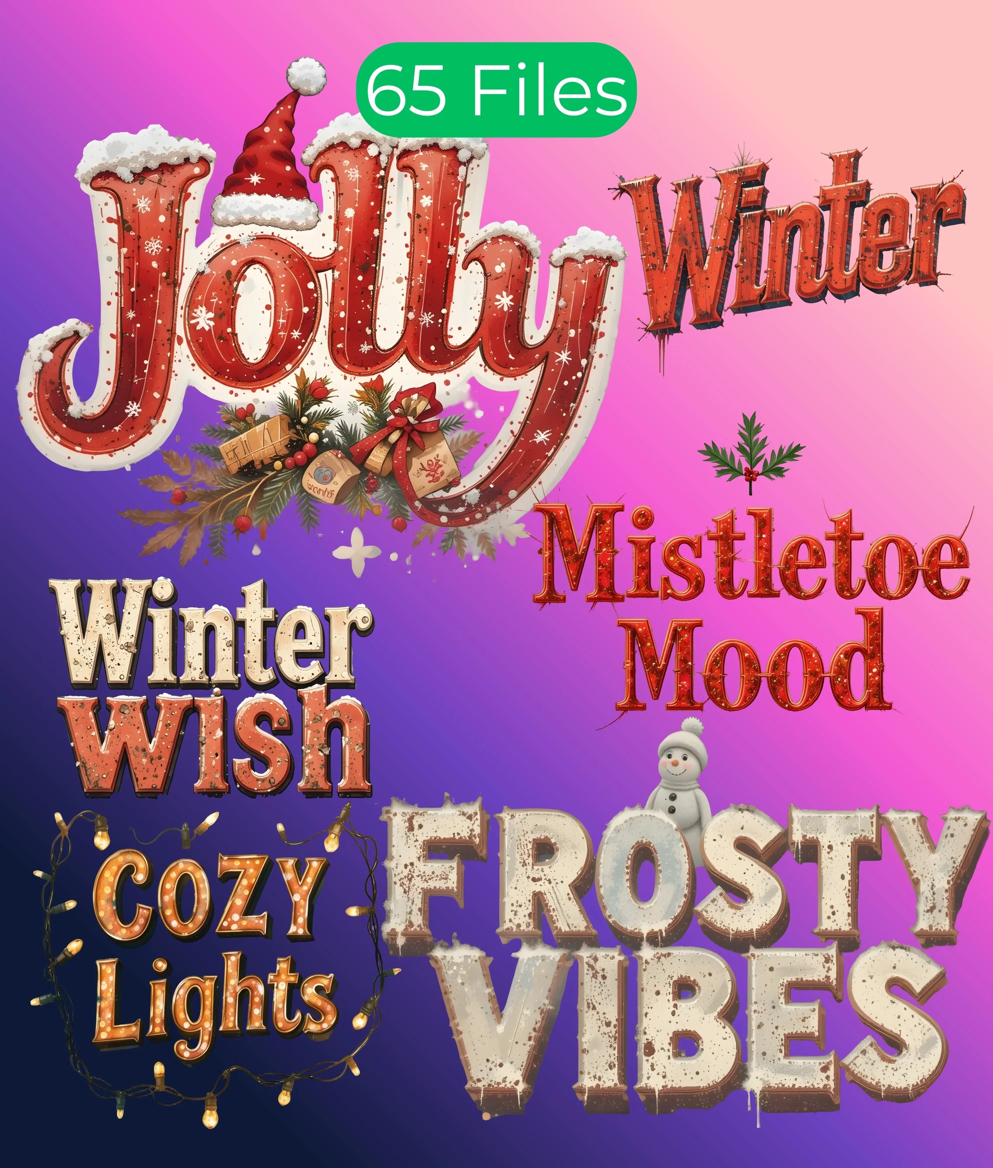 Vintage Christmas Texts Clipart Bundle - CraftNest - Digital Crafting and Art