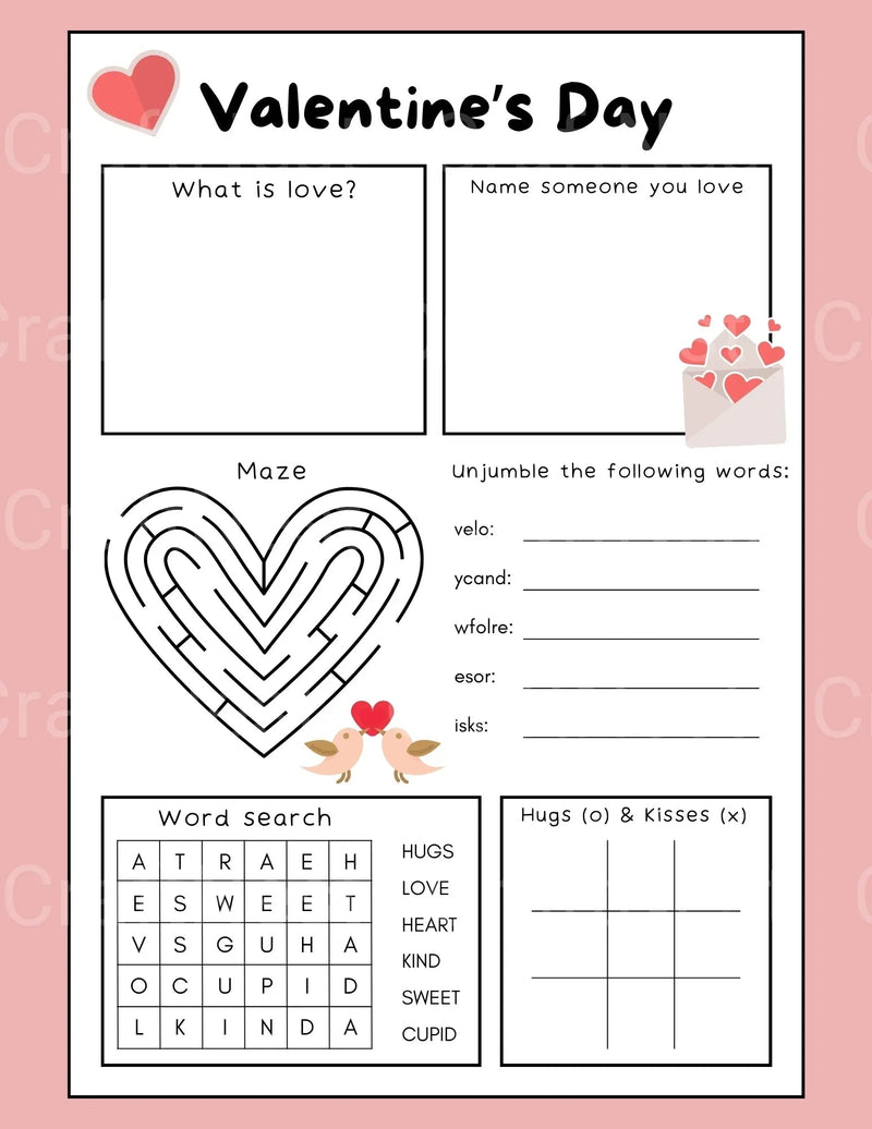 Valentine's Day Activity Book for Kids - CraftNest - Digital Crafting and Art