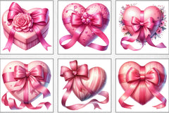 Valentine's Pink Heart Bow Clipart Bundle - CraftNest - Digital Crafting and Art