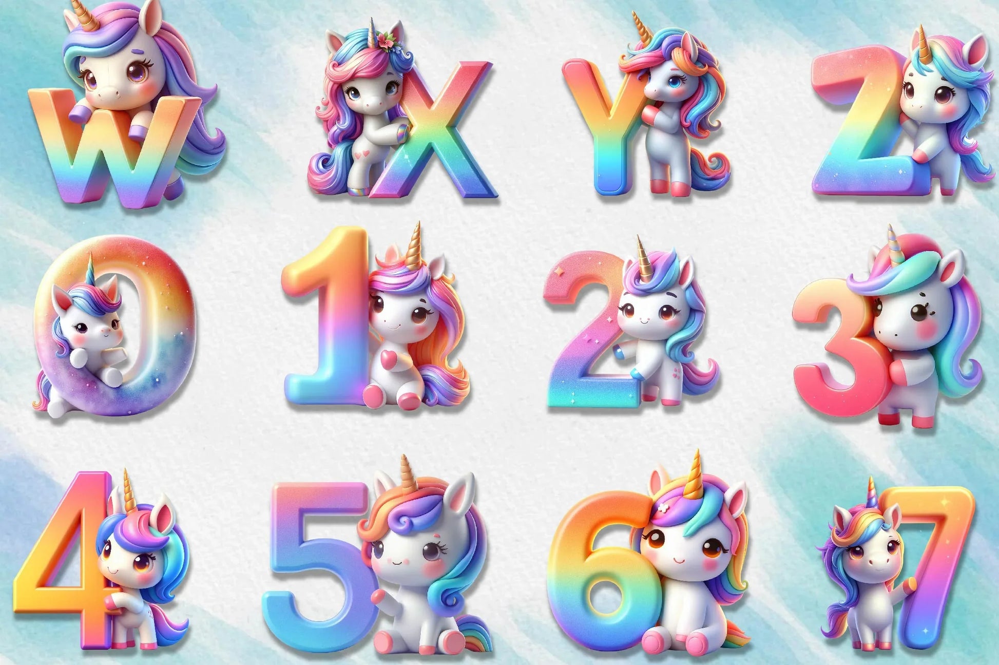 Unicorn Alphabet Clipart Bundle - CraftNest - Digital Crafting and Art
