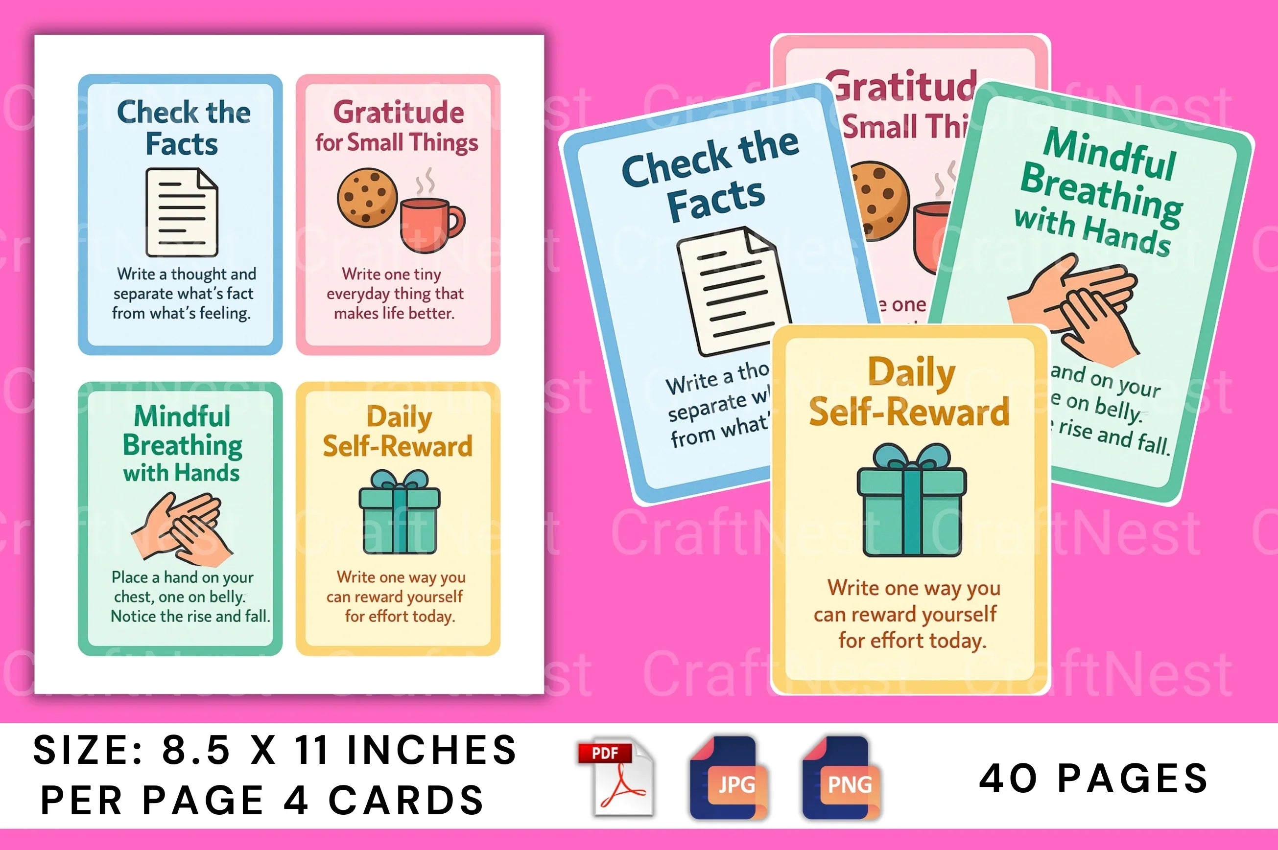 Everyday Wellness CBT Cards for Mental Health - CraftNest - Digital Crafting and Art