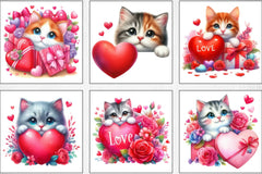 Cat Peeking Valentine Clipart Bundle - CraftNest - Digital Crafting and Art