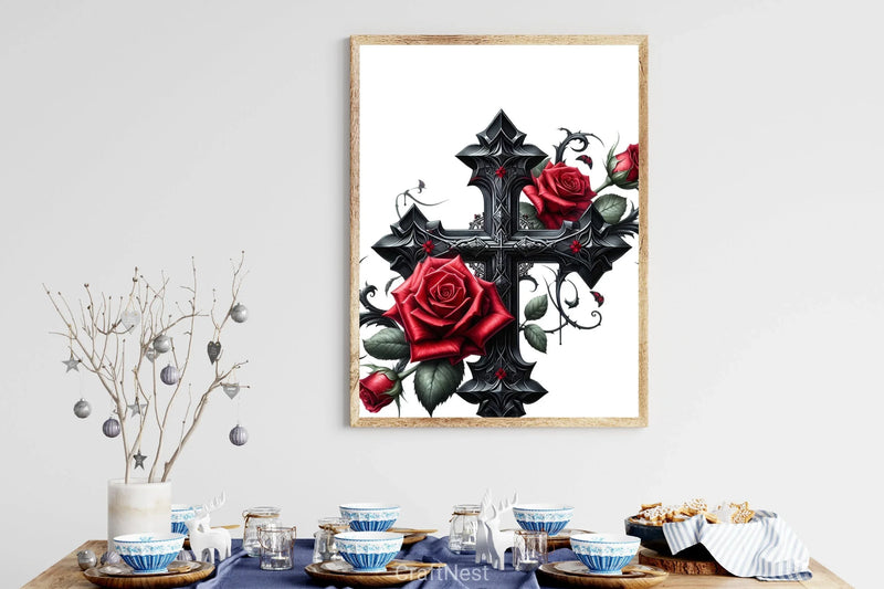 Gothic Cross & Rose Clipart Bundle - CraftNest - Digital Crafting and Art