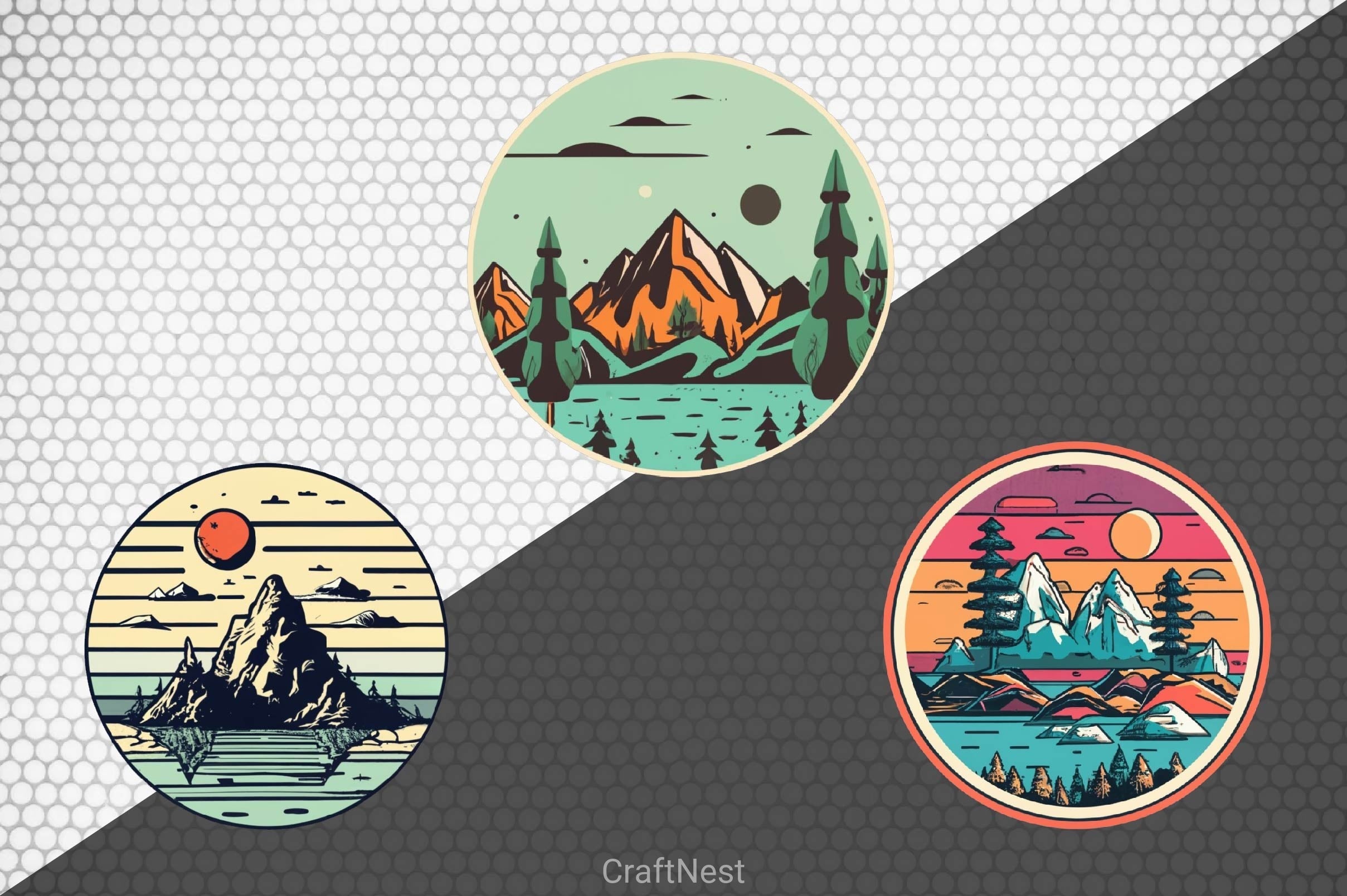 Retro Mountain T Shirt Design Clipart Bundle