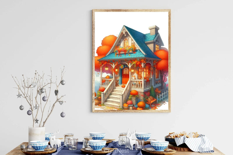 Autumn House Clipart Bundle 2 - CraftNest - Digital Crafting and Art