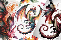 Fiery Dragons Junk Journal Papers - CraftNest - Digital Crafting and Art