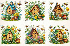 Spring Bee House Clipart Bundle - CraftNest - Digital Crafting and Art