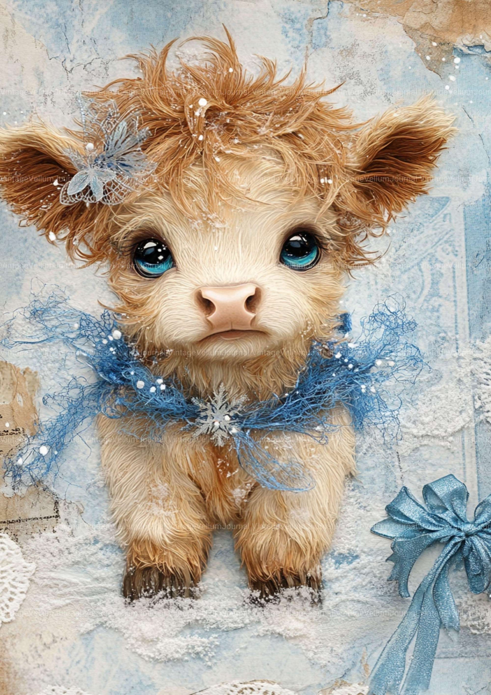 Highland Cow Christmas Junk Journal Pages - CraftNest - Digital Crafting and Art
