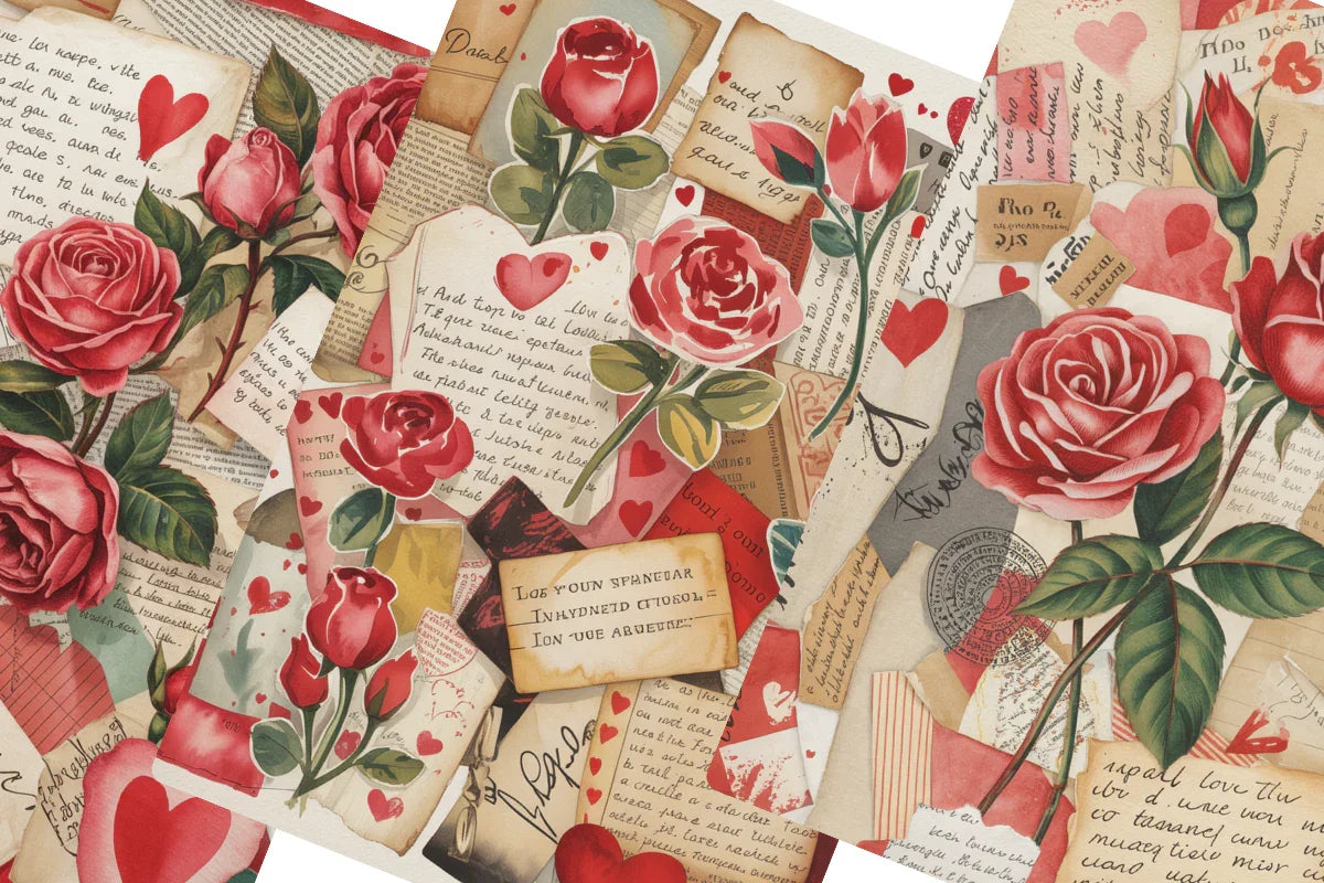 Vintage Valentines Junk Journal Papers - CraftNest - Digital Crafting and Art