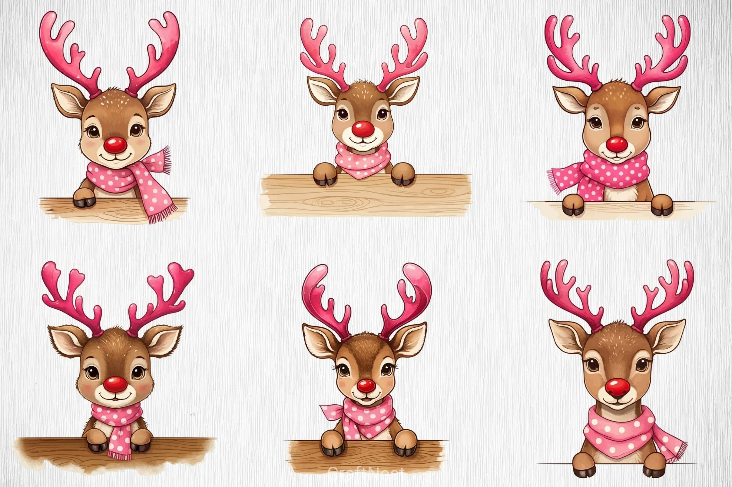 Peeking Reindeer Clipart Bundle - CraftNest - Digital Crafting and Art