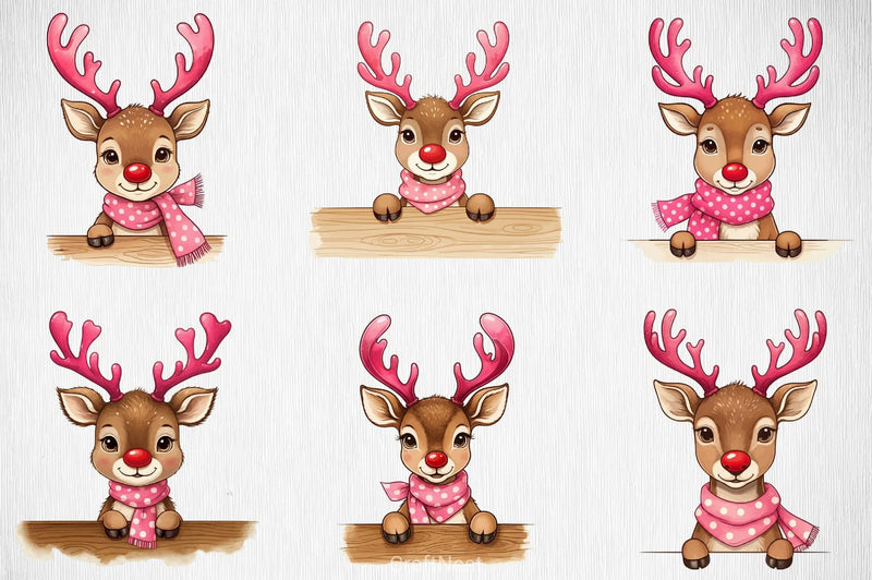Peeking Reindeer Clipart Bundle - CraftNest - Digital Crafting and Art