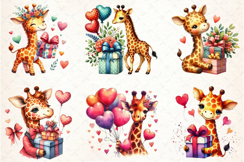 Funny Valentine Giraffe Clipart Bundle - CraftNest - Digital Crafting and Art