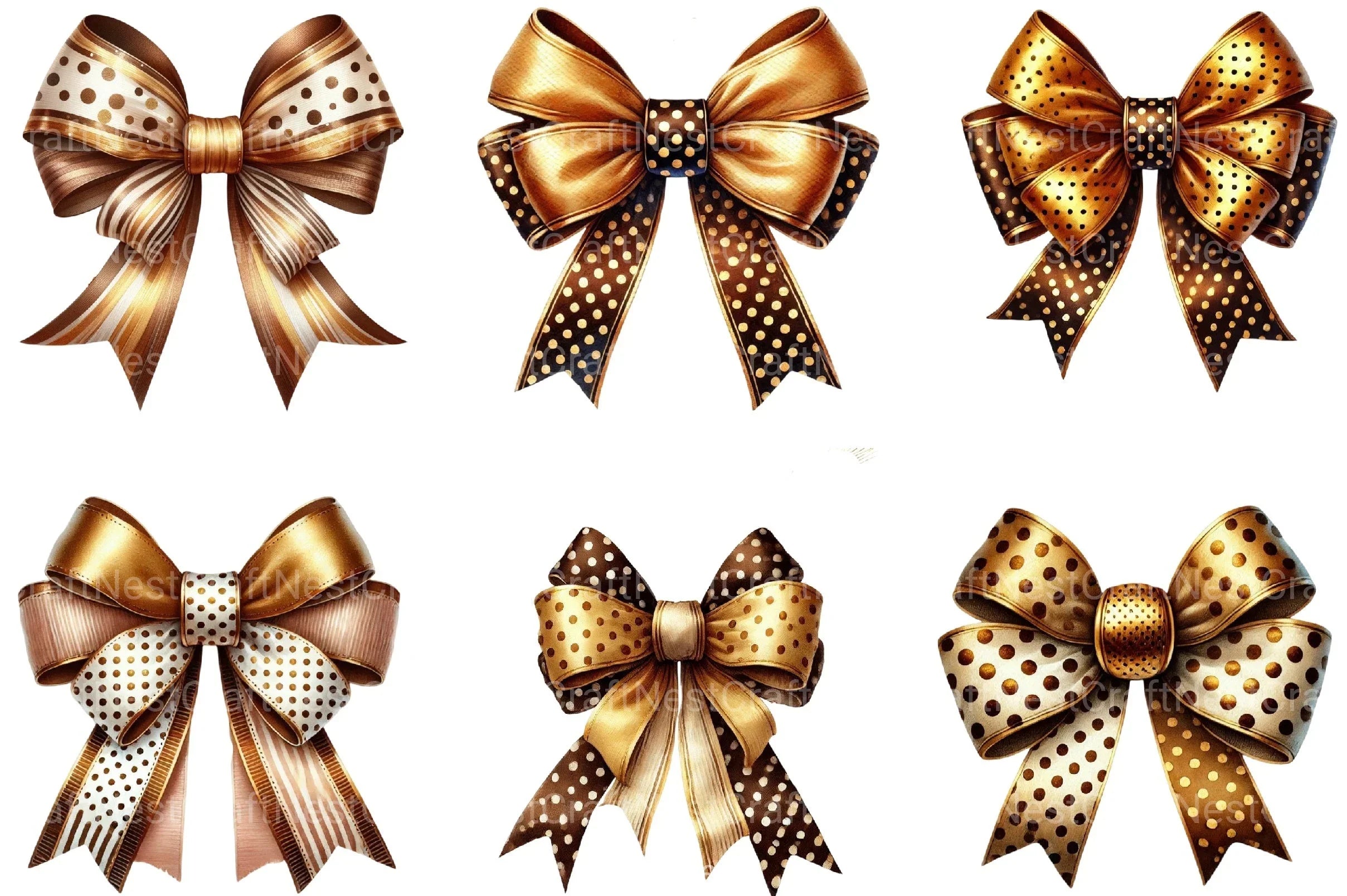Golden Bow Clipart Bundle - CraftNest - Digital Crafting and Art