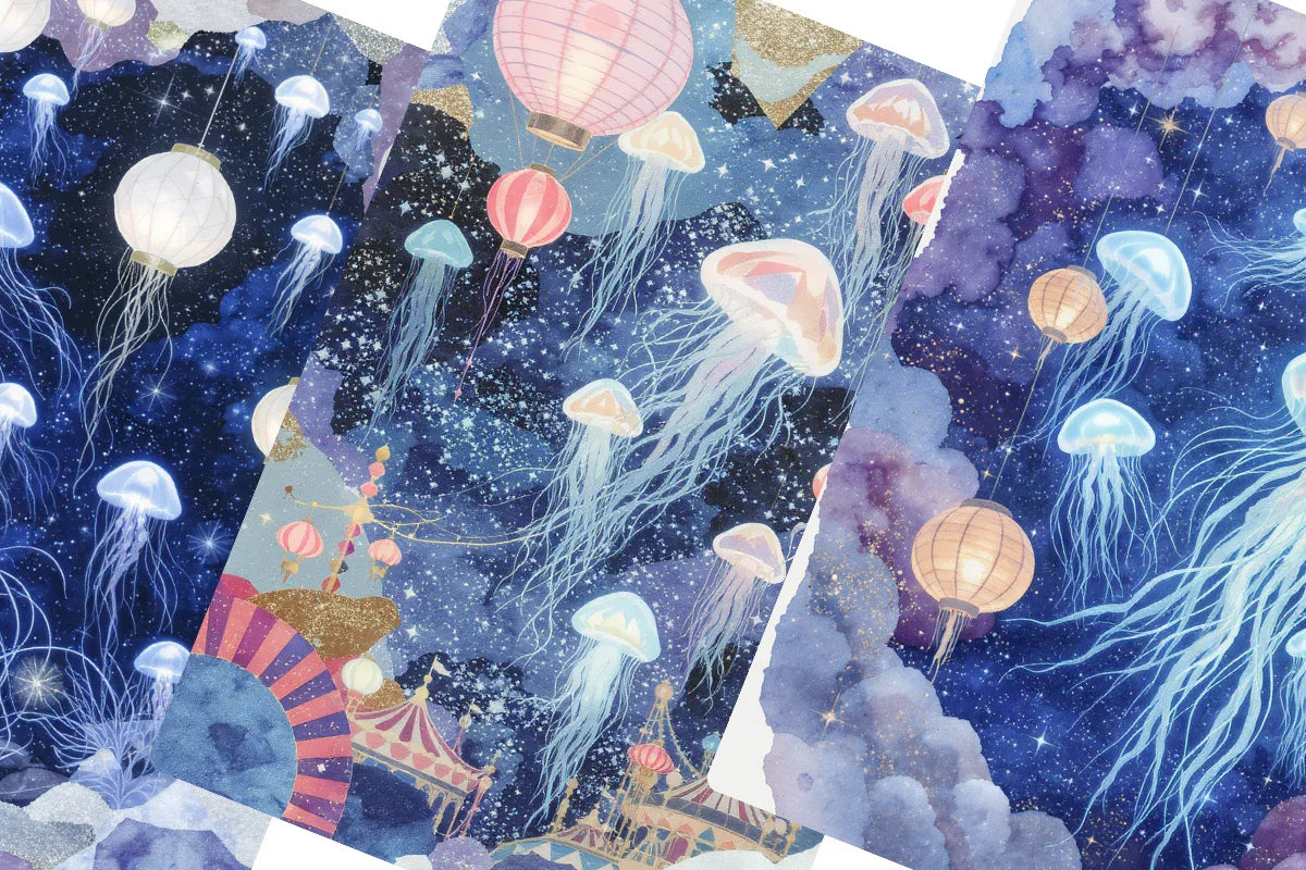 Lantern Jellyfish Junk Journal Papers - CraftNest - Digital Crafting and Art