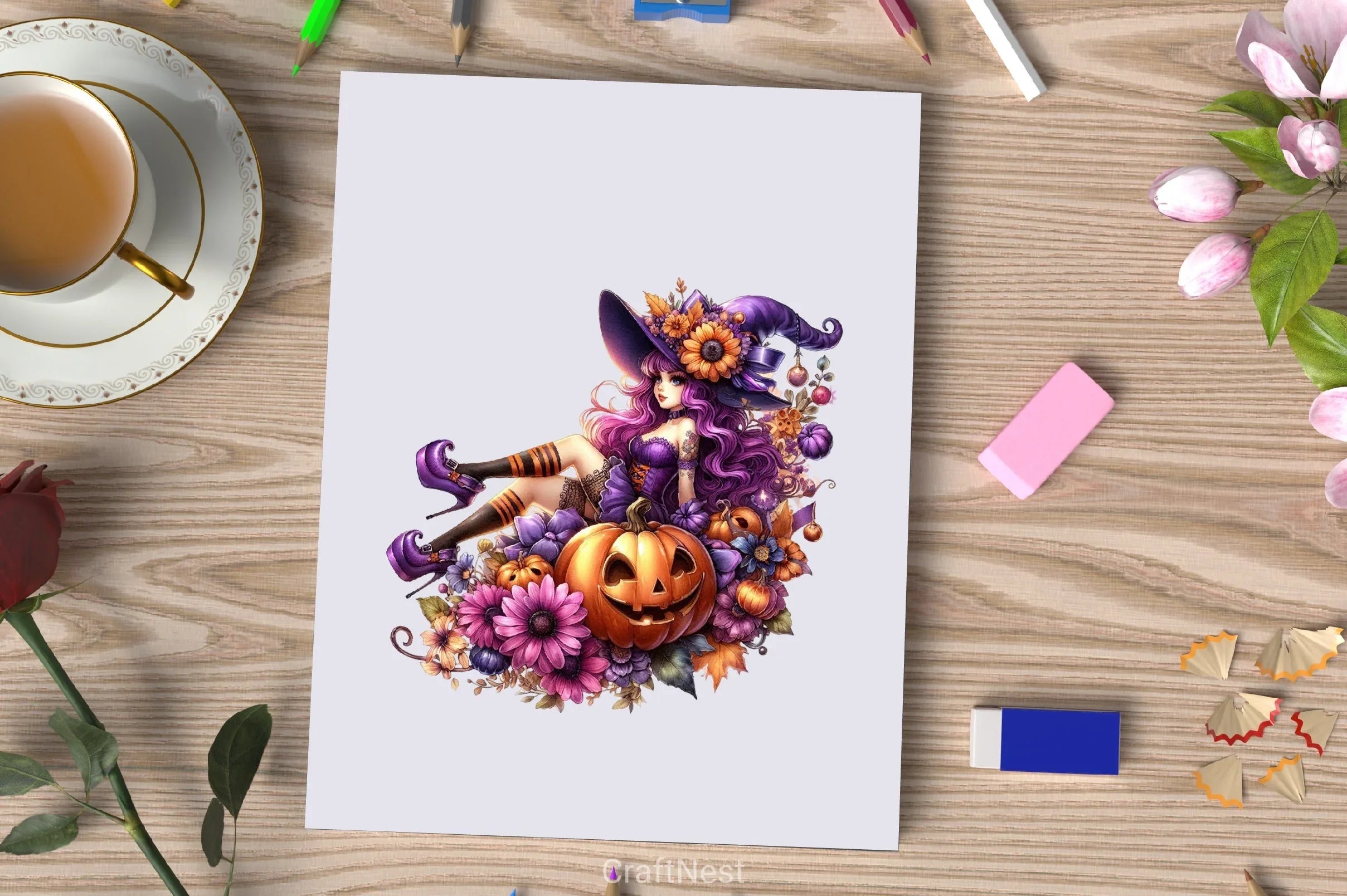 Halloween Witch Girl Clipart Bundle 2 - CraftNest - Digital Crafting and Art