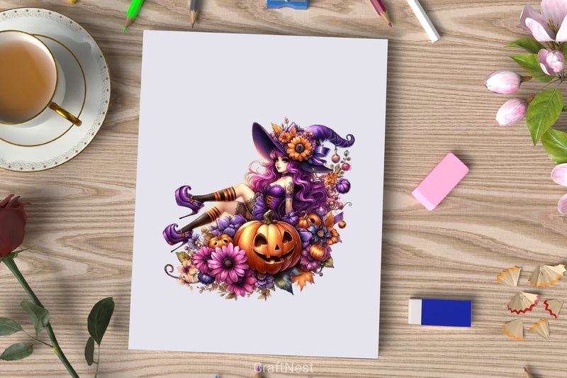Halloween Witch Girl Clipart Bundle 2 - CraftNest - Digital Crafting and Art