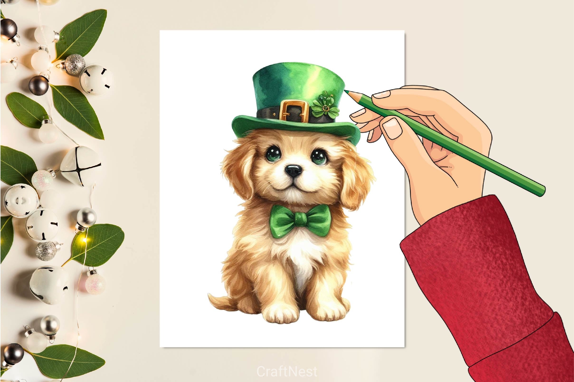 Cute Dog St Patrick's Day Clipart Bundle