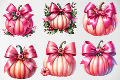 Pink Coquette Bow Pumpkin Clipart Bundle - CraftNest - Digital Crafting and Art