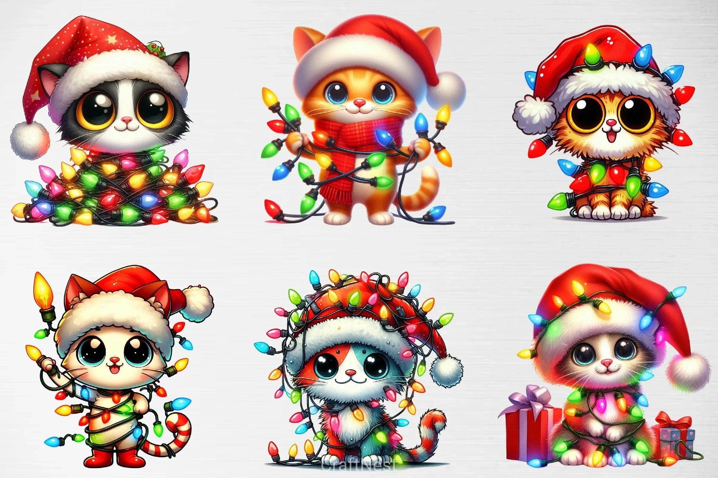 Christmas Cat Clipart Bundle 4 - CraftNest - Digital Crafting and Art